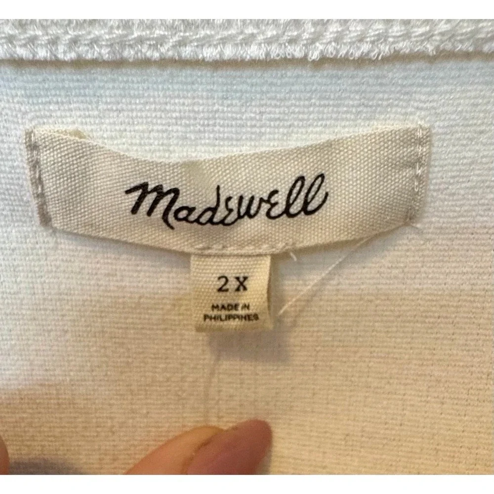 Madewell Cream Square Neck Long Sleeve Puff Sleeve‎ Blouse Top NN161 2X NEW